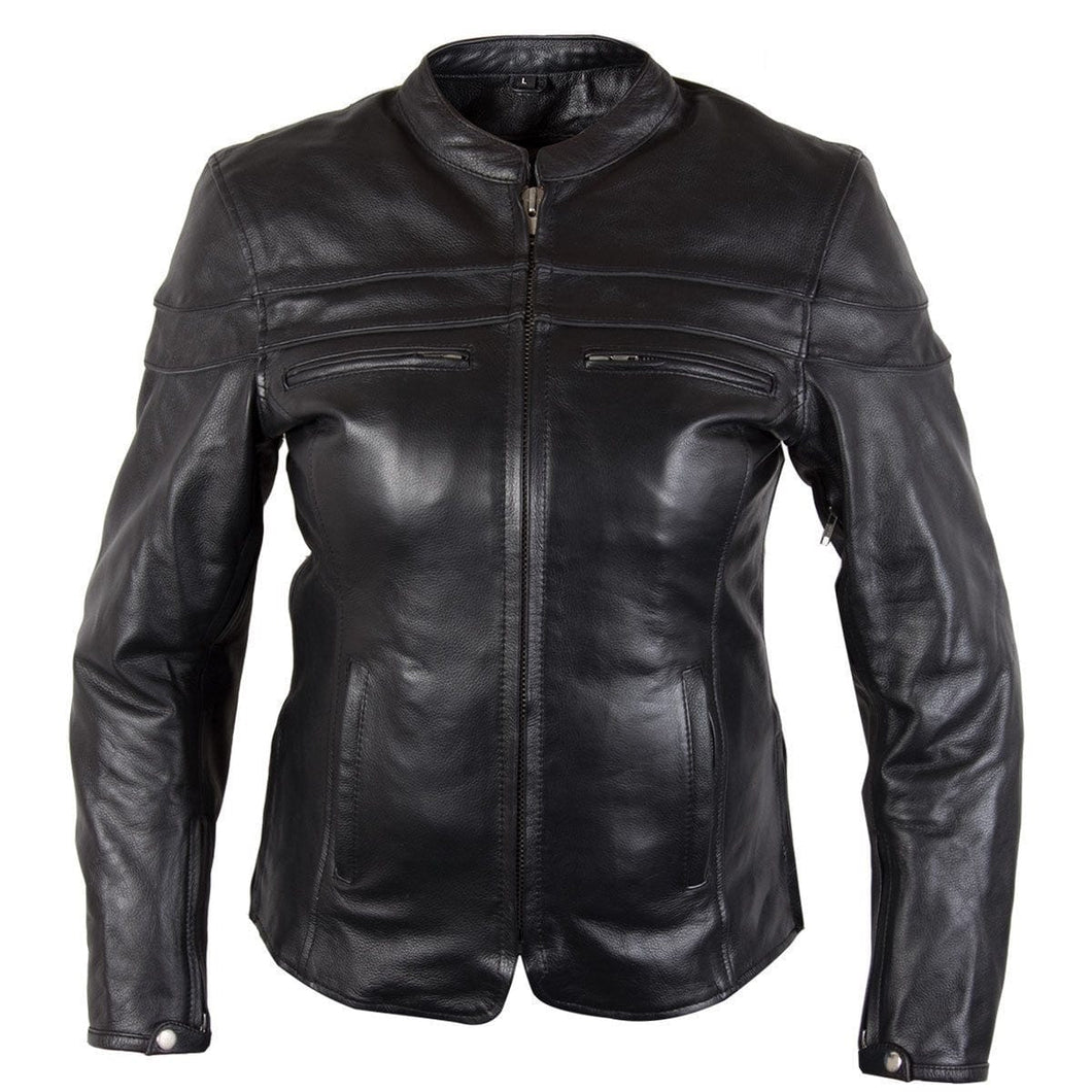 Xelement XS6332 'Road Queen' Ladies Black Cowhide Leather Jacket
