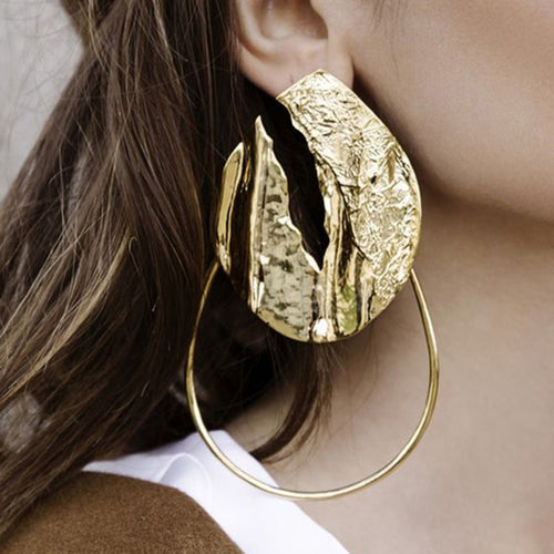 Women's Alloy Hammered Loop Design Dangle Earrings - Ailime Designs