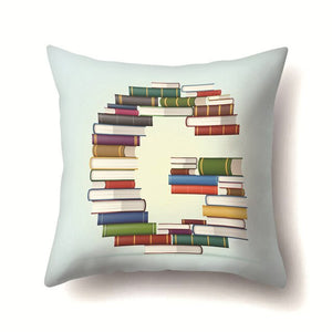 Decorative Book Letter Design Throw Pillows