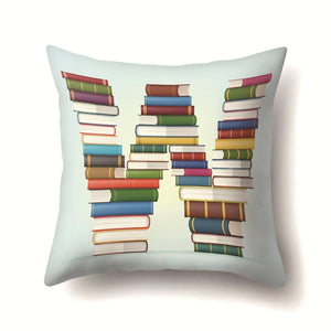 Decorative Book Letter Design Throw Pillows