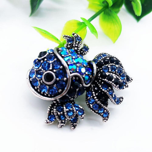 Bubble Eye Blue Stone Fish Pin Brooch - Ailime Designs