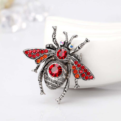 Red Stone Fly Insect Pin Brooch - Ailime Designs