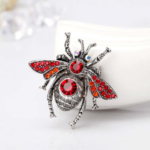 Red Stone Fly Insect Pin Brooch