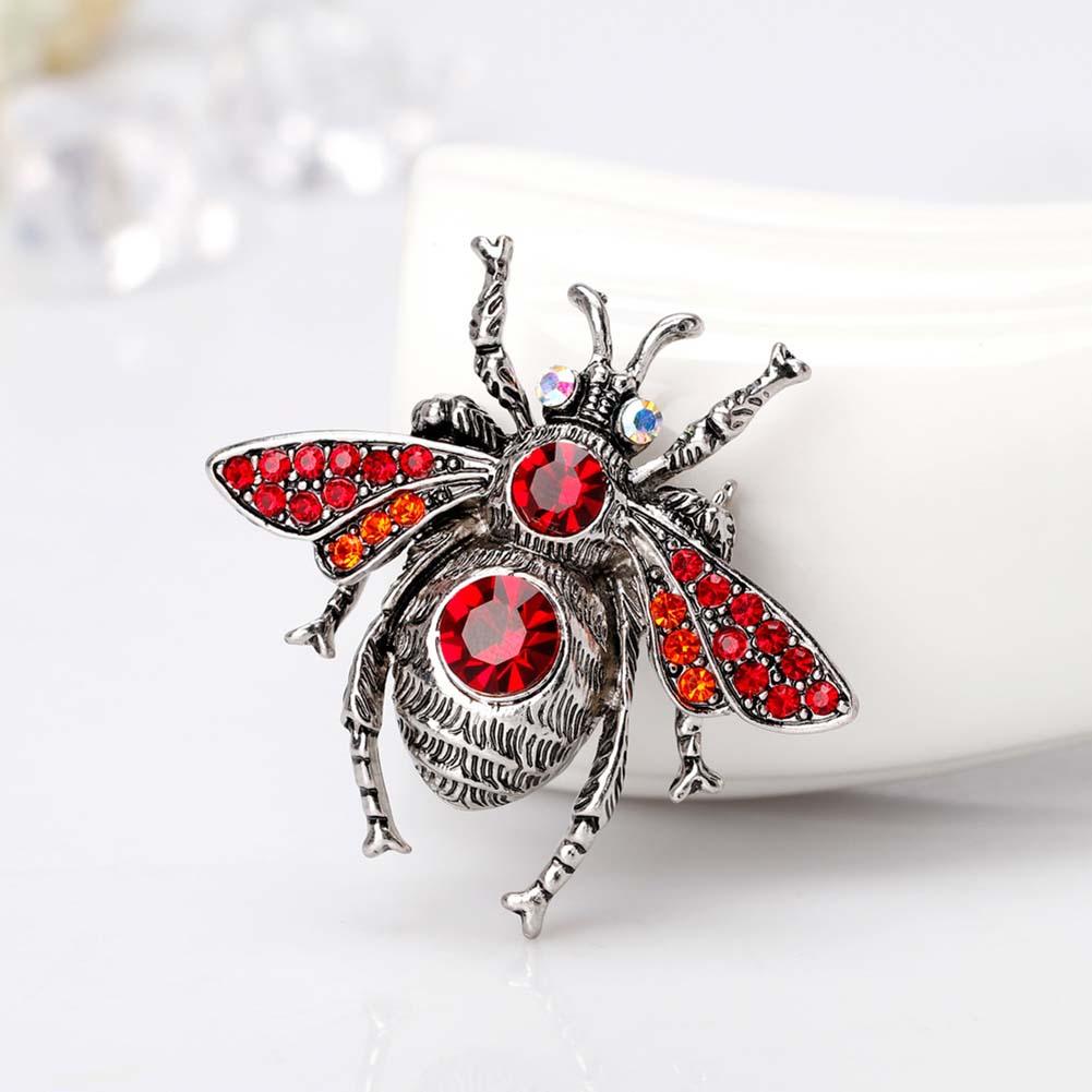 Red Stone Fly Insect Pin Brooch