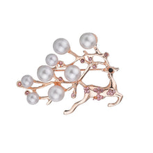Load image into Gallery viewer, Rudolph The Rhinestone &amp; Simulated Pearl Pin Brooch