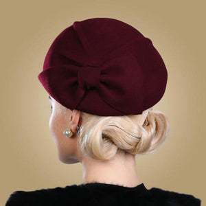 Classic Style Wool Wrap Bow Design Beret Caps - Ailime Designs - Ailime Designs