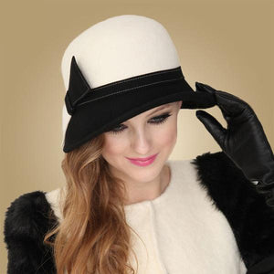 Women's Two-Toned Cloche Design Wool Hats - Ailime Designs - Ailime Designs
