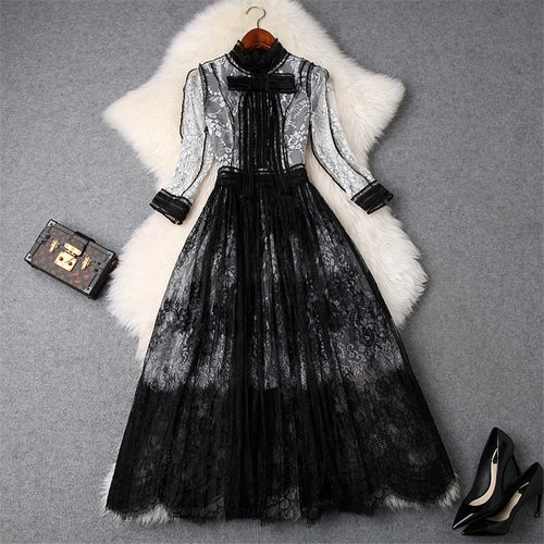 Women's Elegant Black Lace Design Evening Wear Dresses - Ailime Designs