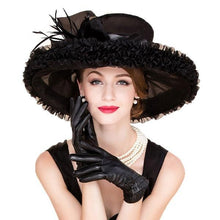 Load image into Gallery viewer, Elegant Women&#39;s Oversize Ruffle Black Brim Hats