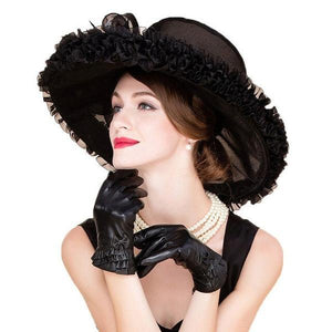 Elegant Women's Oversize Ruffle Black Brim Hats