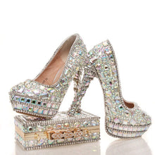 Load image into Gallery viewer, Women’s Beautiful 2 pc Crystal Design Shoe Sets – Fashion Footwear