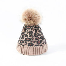 Load image into Gallery viewer, Children&#39;s Stylish Fur Lined Leopard Knit Pom Pom Beanie Caps – Sun Protectors