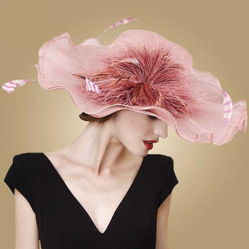 Flowing Feather Design Women's Beautiful Lovely European Style Wide Brim Hats - Ailime Designs