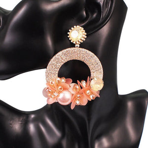 Acrylic Resin Flower Design Beaded Earrings - Ailime Designs