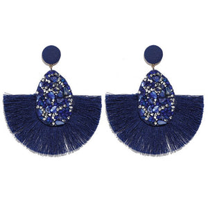 Crystal Nugget Tassel Design Earrings For Women - Ailime Designs