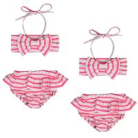 Load image into Gallery viewer, New 2017 Toddler Baby Girl Kid Strip Bow Tie Strap Swimsuit Bathing Tankini Bikini Set Swimwear Beachwear Pink - Ailime Designs