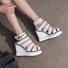 Load image into Gallery viewer, Women&#39;s Genuine Leather Platform Wedges