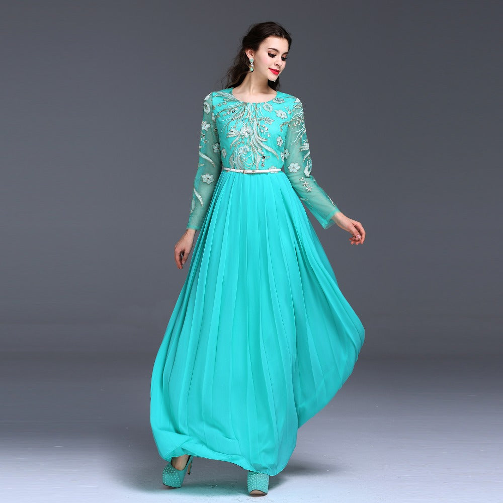 Women's European Design Beaded Elegant Gown - Ailime Designs