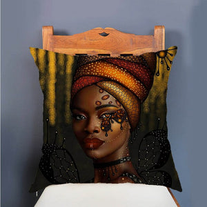 African Princess Screen Printed Throw Pillows