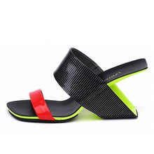 Load image into Gallery viewer, Women&#39;s Lovely Geometric Wedge Design Leather Slip-on Mules