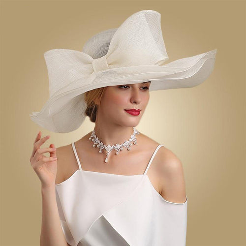 Women's Formal Elegant Wide Oversize Bow Design Hat