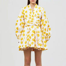 Load image into Gallery viewer, Women&#39;s Leaf Printed Balloon Sleeve Mini Dress - Ailime Designs