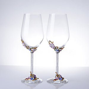 Elegant Embossed Floral Champagne & Wine Flute Glasses - Ailime Designs