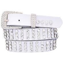 Load image into Gallery viewer, Genuine Leather Women&#39;s Narrow Rhinestone Belts - Ailime Designs