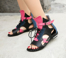 Load image into Gallery viewer, Women&#39;s Roman Hollow-cut String Tie Sandals