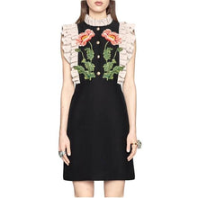 Load image into Gallery viewer, Women&#39;s Embroidered Flower Motif Pleated Dress - Ailime Designs