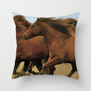 Texas Horses Print Design Throw Pillows