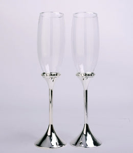 Bell Shape Design Silver Base Champagne Glasses - Ailime Designs