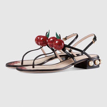 Load image into Gallery viewer, Women&#39;s Stylish Decorative Cherry Motif Feet Imprint Design Sandals