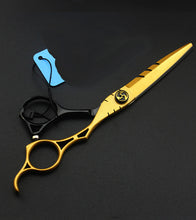 Load image into Gallery viewer, Barber Gold &amp; Black Royalty Beauty Hair Cutting Scissors - Ailime Designs