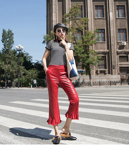 Women’s High Style Genuine Leather Pants – Streetwear Fashions