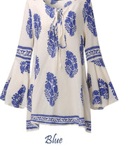 Load image into Gallery viewer, Women&#39;s Flounce Sleeves Leaf Motif Printed Tops w/ String Tie - Ailime Designs