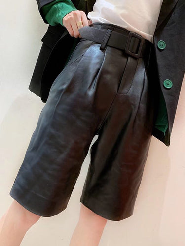 Women Sassy Genuine Leather Shorts – Streetwear Fashions
