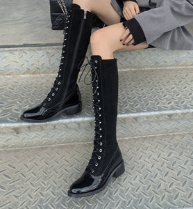 Women's Military Style String Lace Boots