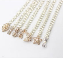 Load image into Gallery viewer, Women&#39;s Stylish Faux Pearl Elastic Band Belts w/ Rhinestone Ornaments