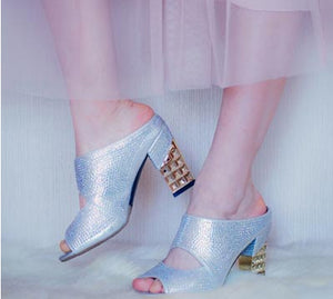 Women's Hollow-cut Crystal Design Mules - Ailime Designs