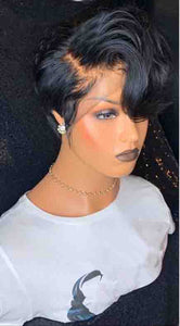 Glueless Black Straight Pixie-cut Lace Front Human Hair Wigs -  Ailime Designs