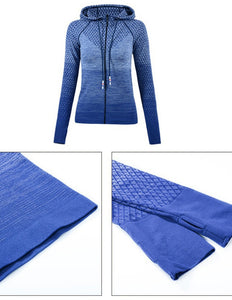 Hooded Women's Yoga Long Sleeve Zipper Front Yoga Jacket - Ailime Designs