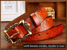 Load image into Gallery viewer, Women&#39;s Genuine Leather Embossed Design Belts