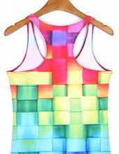 Load image into Gallery viewer, Geometric Squares Screen Printed Scoop neck Tank Tops