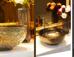 Decorative Gold Nugget Design Bathroom Basin Sinks - Ailime Designs