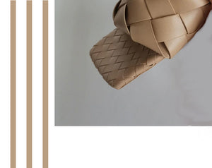 Women's Genuine Leather Basket Weave Design Slip-on Mules