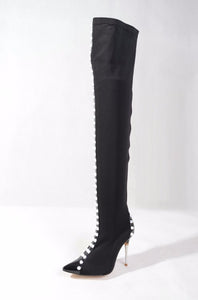 Women's Sexy Rhinestone Thigh High Boots