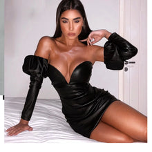 Load image into Gallery viewer, Women&#39;s Hot Black Sexy Body-con Wet-look Dresses