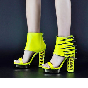 Women's Fretwork Heel & Lighting Bolt Design Shoes