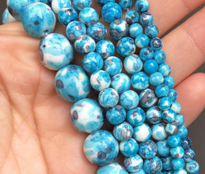 Blue Natural Stone Rain Jaspers Round Beads
